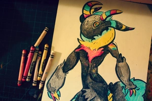 Kazei illustration in crayon by Kranpho thumbnail